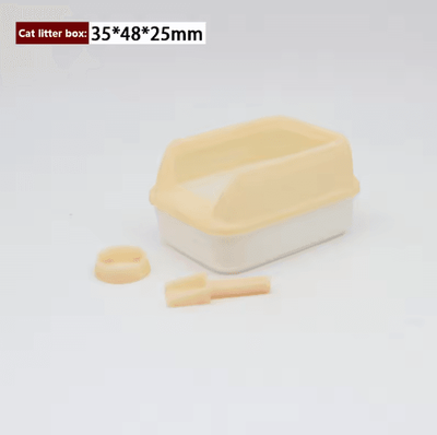 Inspire Picks Miniature Cat Litter Box Set Dollhouse Pet Accessories With Mini Shovel (3pcs) apricot