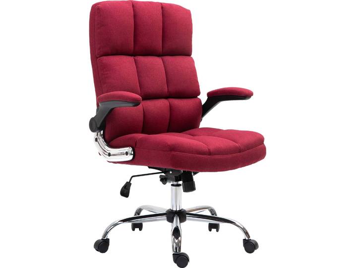 Bürostuhl HWC-J21, Chefsessel Drehstuhl Schreibtischstuhl, höhenverstellbar Stoff/Textil weinrot