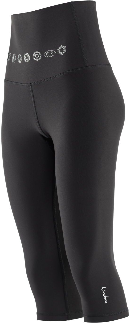 Leggings WINSHAPE "3/4-Functional Comfort HWL212C-silberne 7 Chakras", Damen, Gr. XS, Normalgrössen, schwarz (schwarz, 7, chakras), 85% Polyester, 15% Elasthan, Hosen Leggings, High Waist schwarz, 7, chakras XS, Normalgrössen