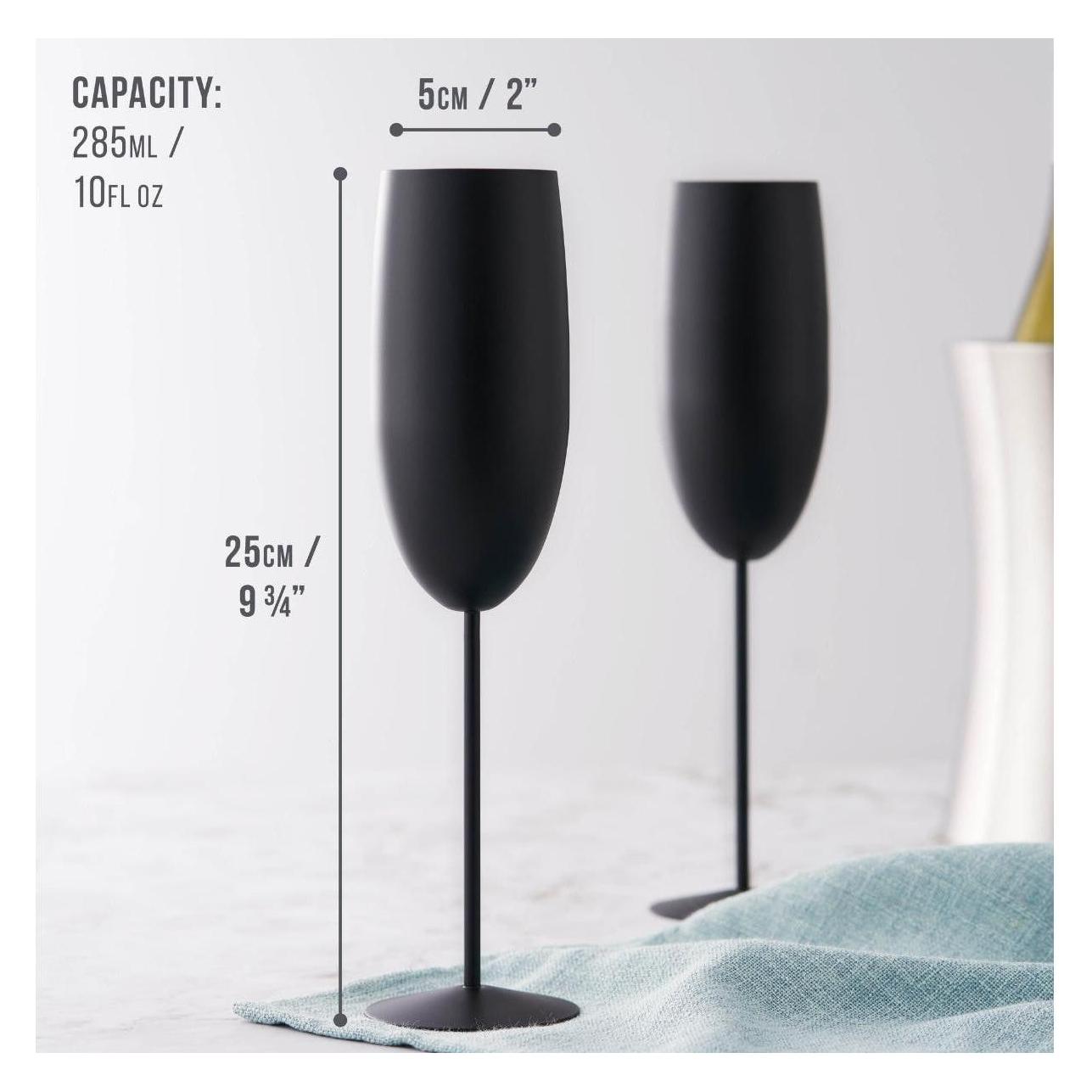 Oak & Steel 4 Edelstahl Sektglaeser Geschenkset (28.50 cl, 4 Gläser, Sektgläser) (S0980)