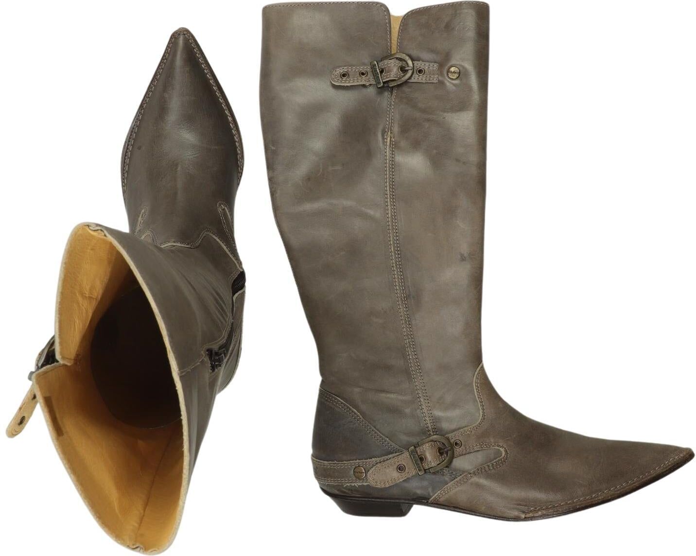 Kickers Damen Stiefel, Braun, Gr. EU 37, Leder - Second Hand