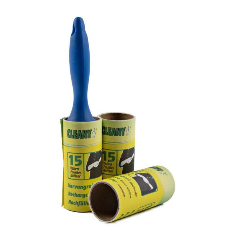 Kleefroller met 2 navulrollen blauw