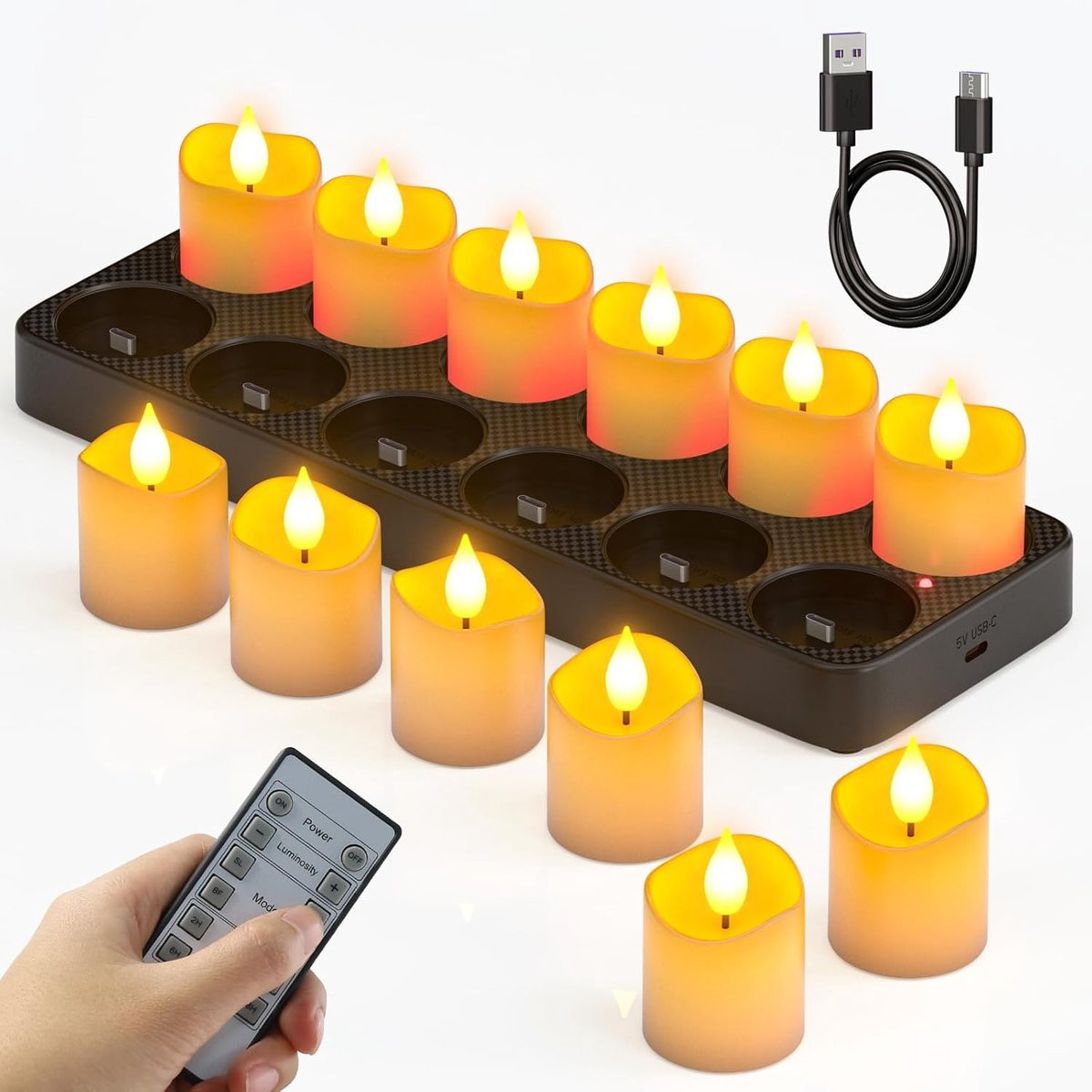 Oplaadbare LED waxinelichtjes op batterij voor feestelijke decoratie