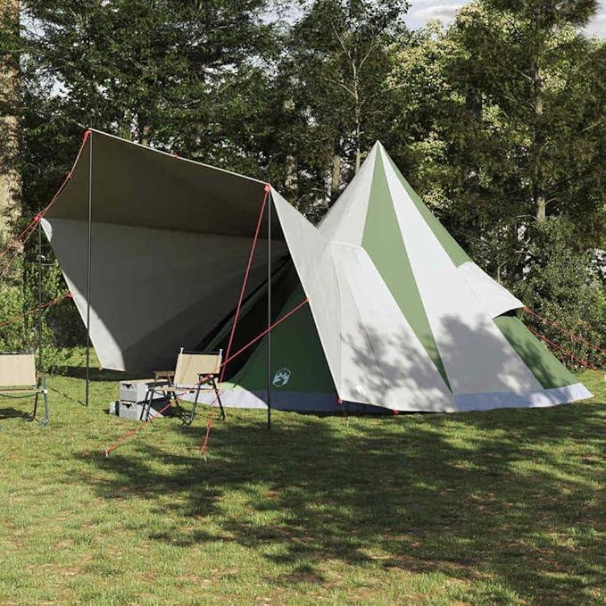 Tipi Zelt mit Dach aus winddichtem TAFT, x x, grünes Familienzelt mit E-Port, Haken und großem Innenraum für Camping, Outdoor, Festival und Übernachtung