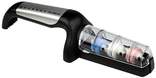 Global 3 Wheel Sharpener with Silver Handle
