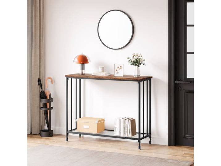 Table Console table d'appoint Console Meuble Entrée Vintage Buffet étroit pour Salon 80X30X80cm Plateau en Bois et Cadre en métal
