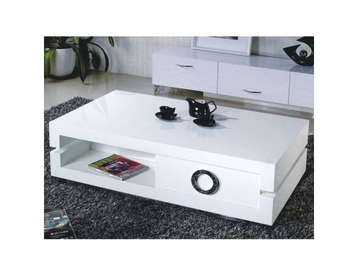 Table Basse BIANCA avec rangement - LA MAISON DU CANAPÉ - Contemporain - Design - Laqué - Blanc