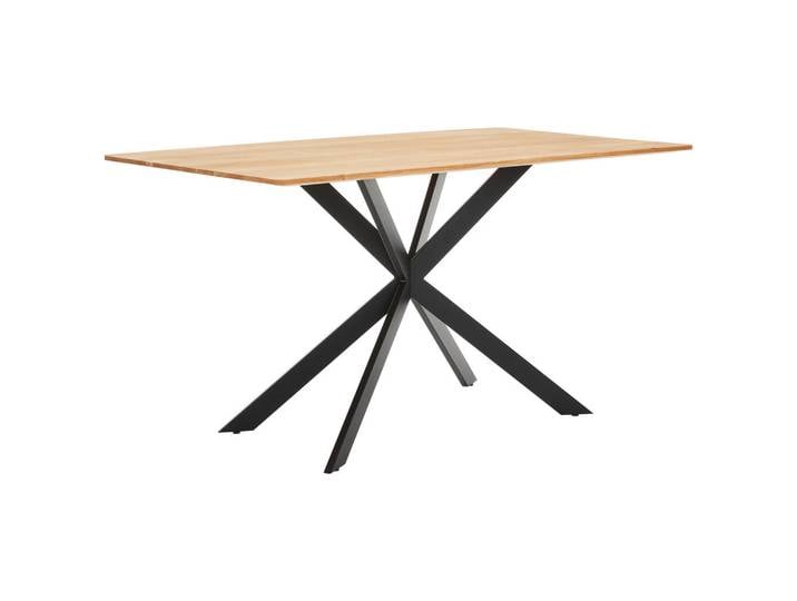 Novel Esstisch, Holz, Metall, Eiche, vollmassiv, rechteckig, X-Form, 90x75x160 cm, in verschiedenen Größen erhältlich, Esszimmer, Tische, Esstische
