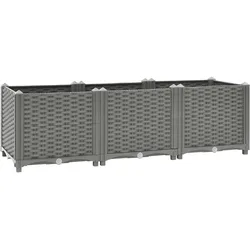 Helloshop26 - Hochbeet für Pflanzen Blumen Terrasse Garten 120 x 40 x 38 cm Polypropylen grau 02_0039200