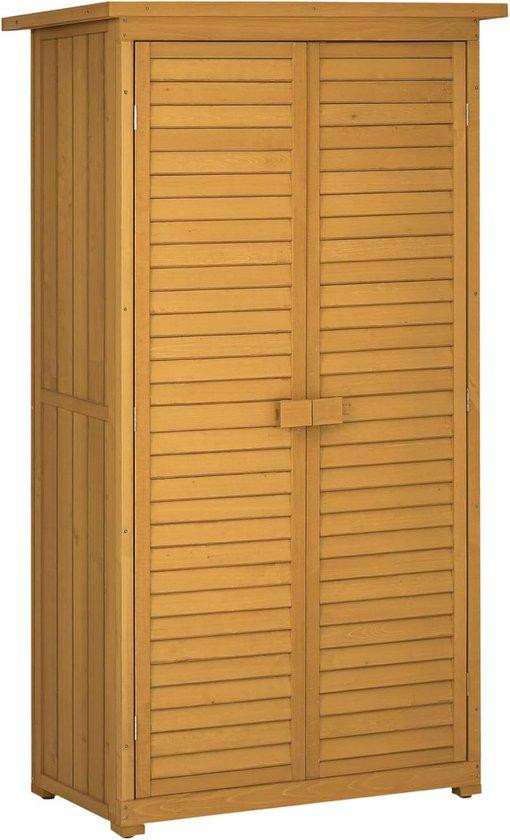 Outsunny Tuinkast Gereedschapsschuur met Waterdicht Bitumen Dak - Naturel - B: 87 cm, L: 465 cm, H: 160 cm