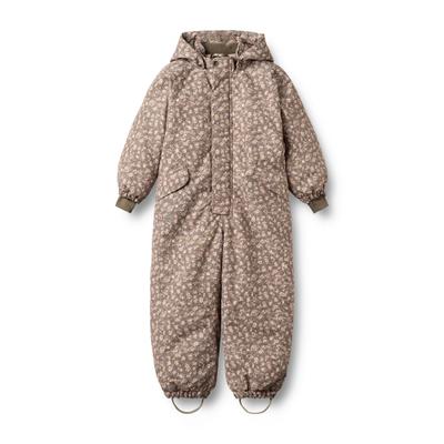 Schneeoverall WHEAT "Snowsuit Miko", Mädchen, Gr. 110, N-Gr, braun (9676 dry wood snow flowers), Web, Obermaterial: 100% Polyester, geblümt, gemustert, regular fit lang, Strickbündchen, Overalls, Kunstfaser, wasserdicht, atmungsaktiv und leicht...