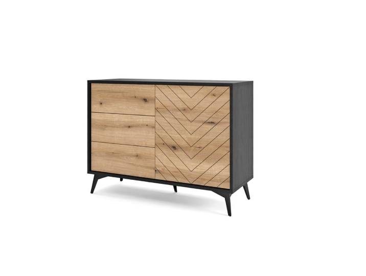 Commode effet bois Crème et Noir