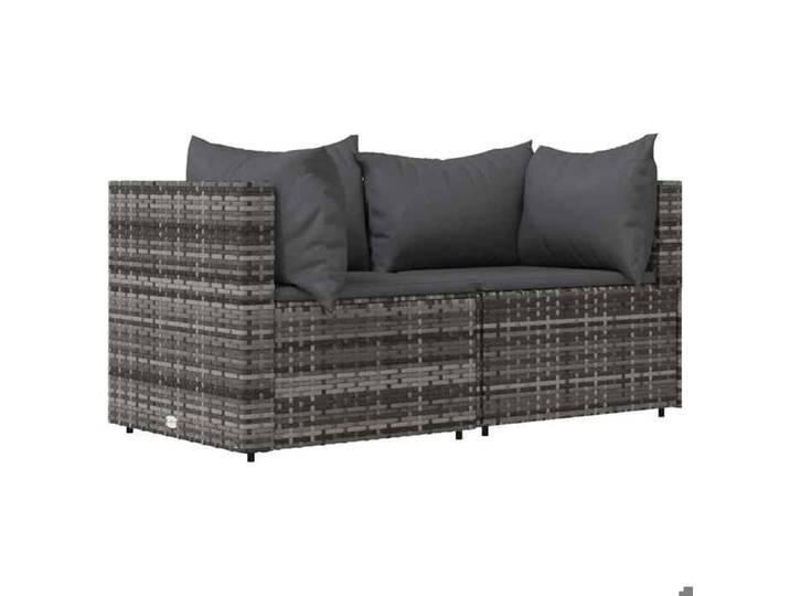 Gris Siège de jardin - Salon de jardin - (3 pcs) - avec coussins Gris Résine tressée C1165