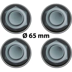 4 x Ø 65 mm Polymere Aufkleber / Radmutter-Optik / Nabenkappen, Felgendeckel