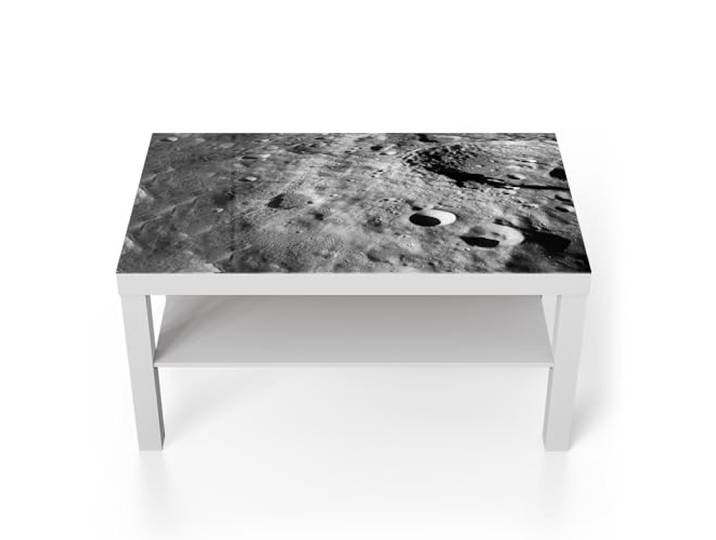 DEQORI Glastisch weiß groß 90x50 cm Motiv Ewige Mondlandschaft ausgefallener Beistelltisch aus Glas Hochglanz Couchtisch fürs Wohnzimmer moderner Couch Tisch mit Design