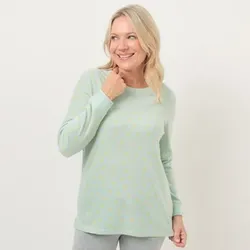 POLARSTERN HOMEWEAR Shirt Mikrofaser Fleece Rundhalsausschnitt bedruckt