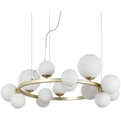 Ideal Lux Pendelleuchte PERLAGE, 14-flammig, 14x G9 (inkl.), IP20, messing satiniert/weiß matt IDEA-283814