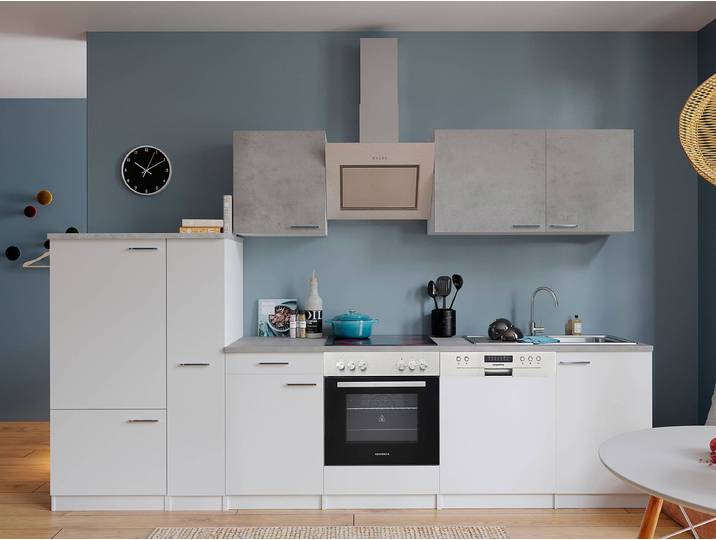 Cuisine Malia V 310cm Blanc/Gris/Blanc