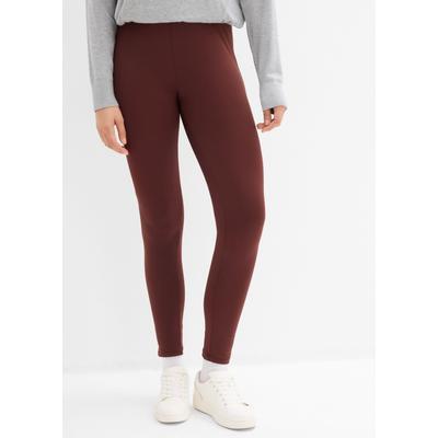 Thermoleggings BONPRIX "Thermo-Leggings mit Bequembund", Damen, Gr. 36/38 (S), N-Gr, kaffeebraun, Web, Obermaterial: 90% Polyester, 10% Elasthan, skinny fit lang, Hosen, aus Polyester und Elasthan, ohne Verschluss, maschinenwaschbar