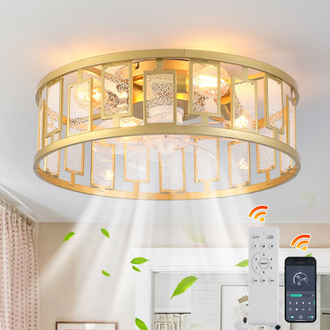 Blue Elephant 7-Blade 50cm Ceiling Fan with Remote Control and Light Kit Included Clear 30cm