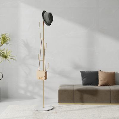 Maypex 64.5 in.Freestanding Metal Coat Rack with Round Quartz Stone Base