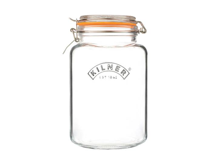 Kilner Bocal carré avec bouchon mécanique Kilner Transparent-acier inoxydable, 3 L