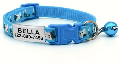 Inspire Curations GlowTag Personalized Pet Collar With Bell & Custom Nameplate blue neck 19 32cm