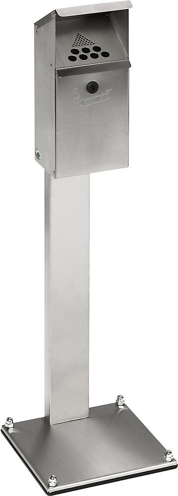 Standascher aus Edelstahl, Inhalt 3,7 l, abschließbar, HxBxT 1090 x 310 x 310 mm VAR