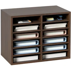 VEVOR Briefablage 12 Fächer Organizer aus MDF, Dokumentenablage Vintage Braun 520 x 305 x 410 mm, Ablagefächer Desktop-Aktenhalter Dokumentenlager, Dokumentenhalter zu Hause, im Büro, im Klassen usw.