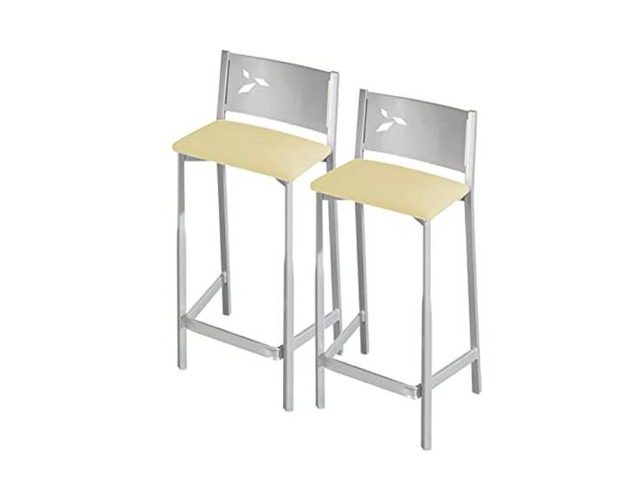 ASTIMESA Zwei Hocker für die Küche, 60 cm, Kunstleder, Beige