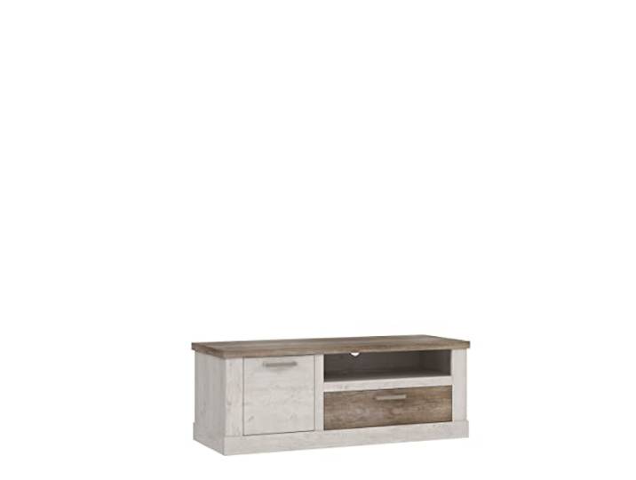 möbelando TV-Board >Duro< (BxHxT: 139,6x52x52 cm) Korpus Pinia Weiss mit Eiche Antik