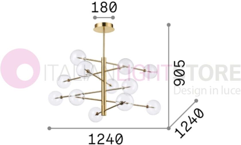 Equinoxe Ideal Lux Lampadario Moderno 12 Luci G4 Led - Cromo