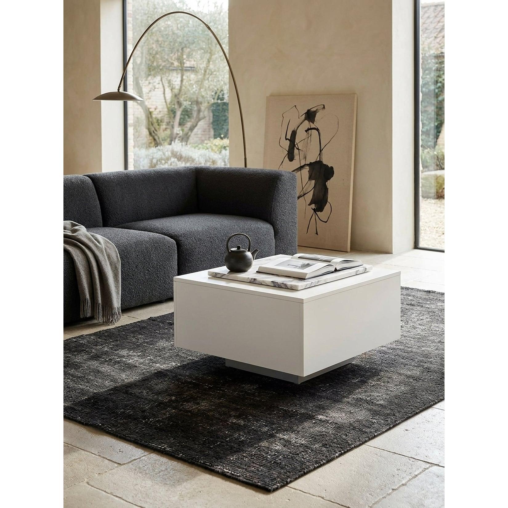 Couchtisch Quadratisch in Weiß, Modernes Design, 60x60x35.5 cm, Material Spanplatte