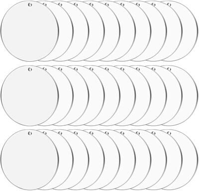 Inspire Select Clear Acrylic Ornament Blanks Round Transparent Disc For DIY Crafts & Vinyl Projects 2 In With Hole 50 Pcs