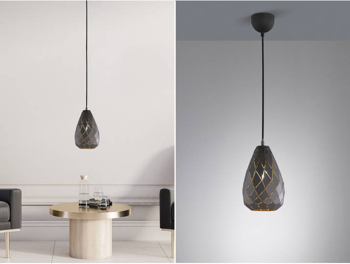 Trio Pendelleuchte Onyx Anthrazit Rauten driekt & indirekt max. 42W E27 ohne Leuchtmittel kürzbar