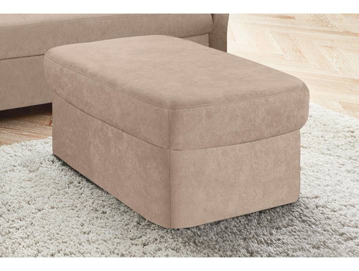 Polsterhocker DOMO COLLECTION ELVA elegant, bequem und hochwertig , beige (natur), B:60cm H:39cm T:60cm, (geprägte) Luxus-Microfaser (100% Polyester);Kunstleder SOFTLUX / Struktur ( 100% Polyester);Microfaser PRIMABELLE (100% Polyester), Hocker, Polsterhocker, passend zu den Sitzmöbeln der Serie ELVA