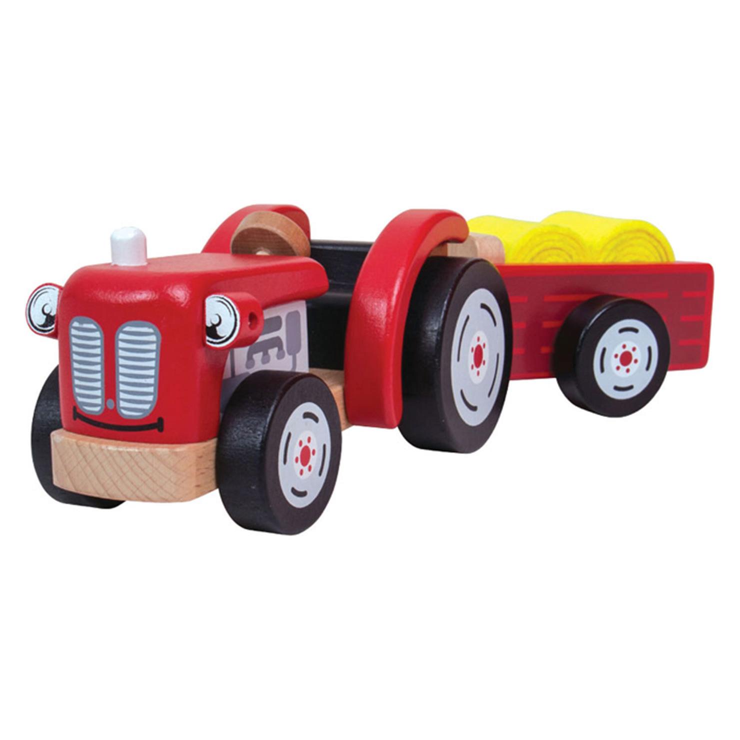 Bigjigs Holztraktor mit Anhänger (T0502)
