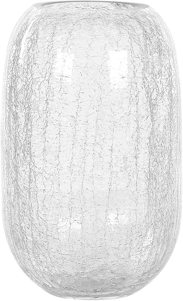Kyrakali Decoratieve bloemenvaas van transparant glas met crackling effect, Hoogte: 28 cm