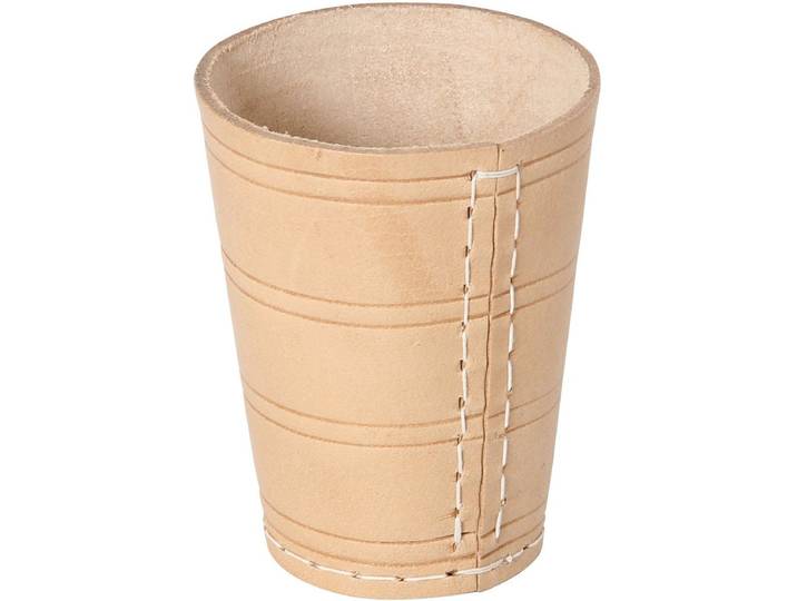 HOT Games - Dobbelbeker - Tuigleder naturel 10 x 8 cm - Bruin