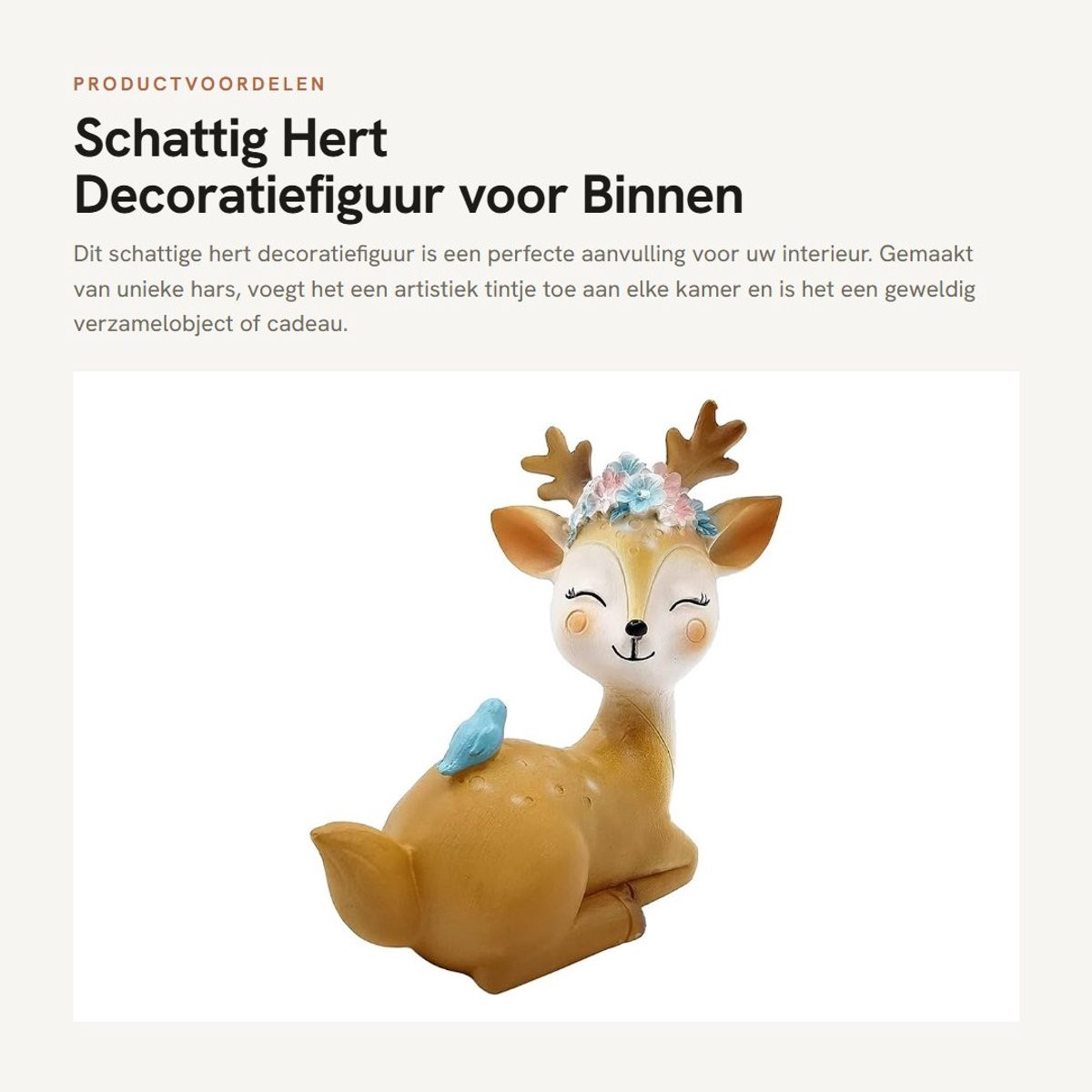 Dailygoods Decoratiefiguur Herten - Handgeschilderd Hars - Miniatuur Ornament - 11 x 9,5 cm