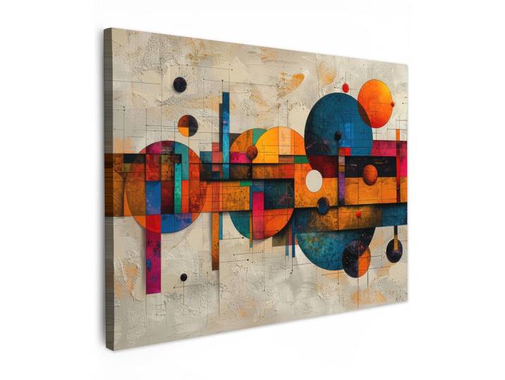 LEINWANDBILD Vintage - Moderne Kunst - Orange - Geometrische Formen Wandbilder 80x60 cm