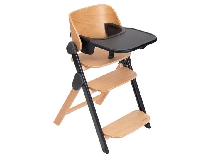 Chicco Hochstuhl, Schwarz, Buchefarben, Holz, Kunststoff, Buche, 44x63-83x55 cm, Fussstütze verstellbar, Essbrett abnehmbar, in Liegefläche verstellbar, zusammenklappbar, Baby- und Kindermöbel, Babyzimmer, Hochstuhl