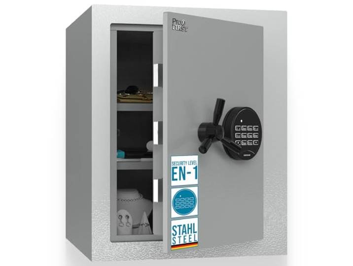 Profirst Wertschutzschrank Fortress 50 EN1 Elektronikschloss Feuerfalz Stahl 2 verstellbare Fachböden inkl. Befestigungsmaterial