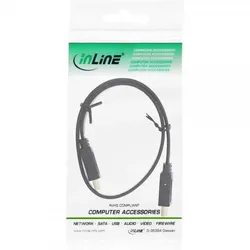 INLINE HDMI Flachkabel, St/St, schwarz, 0,5mm, HDMI-High Speed mit Ethernet, verg. Kontakte