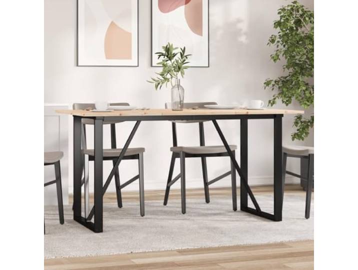 Esstisch O-Gestell 160x80x75 cm Massivholz Kiefer und Stahl Rustikale Optik,stabile O-Form,geräumige Tischplatte,natürliche Maserung