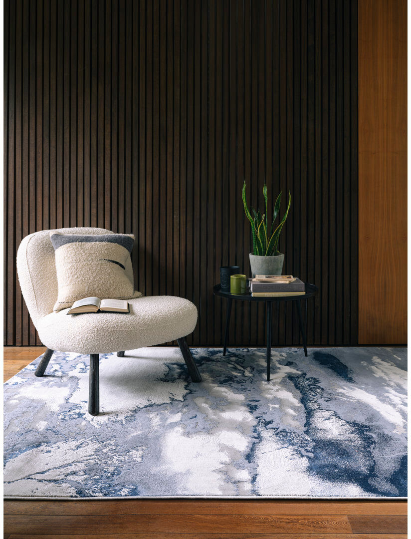 Hykkon Aurora AU02 Cloud Metallic Area Rug Blue Rectangle 160 x 230 cm