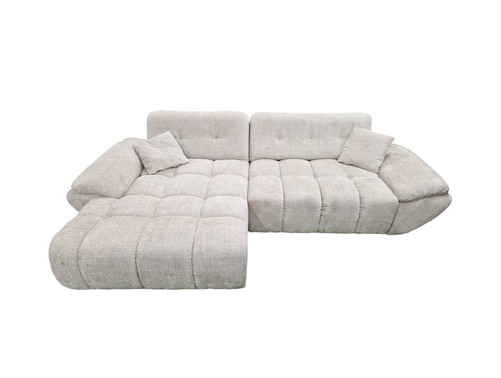 Ecksofa creme elektrisch ausfahrbar 308 cm - OT links - HUGO