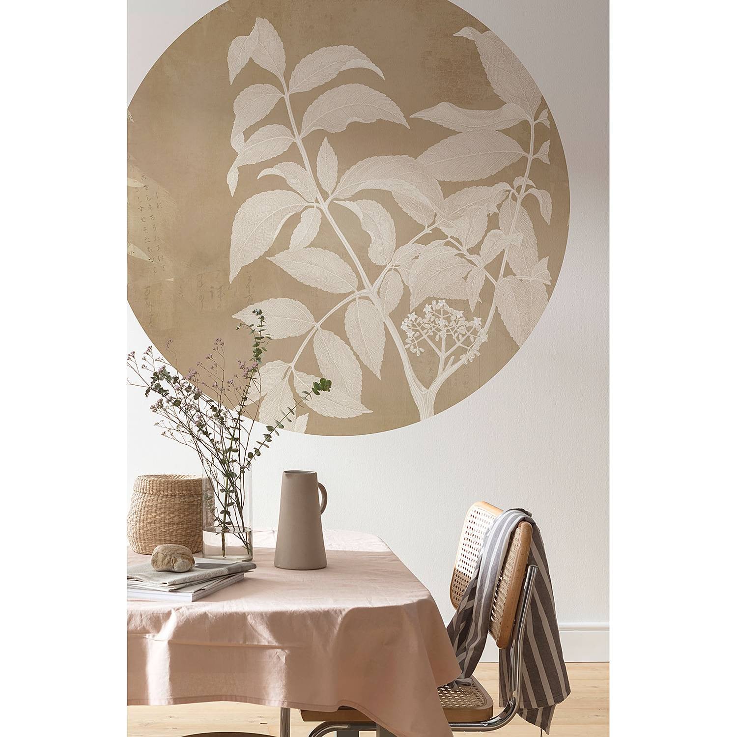 home24 Vlies-fotobehang Blooming Branch, Botanisch Bloemenmotief, Bruin/Beige, B: 125 cm, H: 125 cm