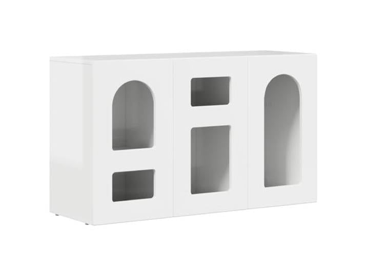 GFMGUEMV Sideboard ELST Hochglanz Weiß 100 x 35 x 59 cm Holzwerkstoff Kratz- und dellenresistent, EASY-CLEAN Oberfläche, stabile Regalböden, vielseitig nutzbar, nur für Innenbereiche