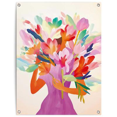 Poster REINDERS "Blumenmädchen", bunt (farbe bild(er): mehrfarbig), B:60cm H:80cm T:0,1cm, Bilder, Poster, Wohnzimmer - Dame - Farbenfroh - Mehrfarbig - Leinwand - Blumen